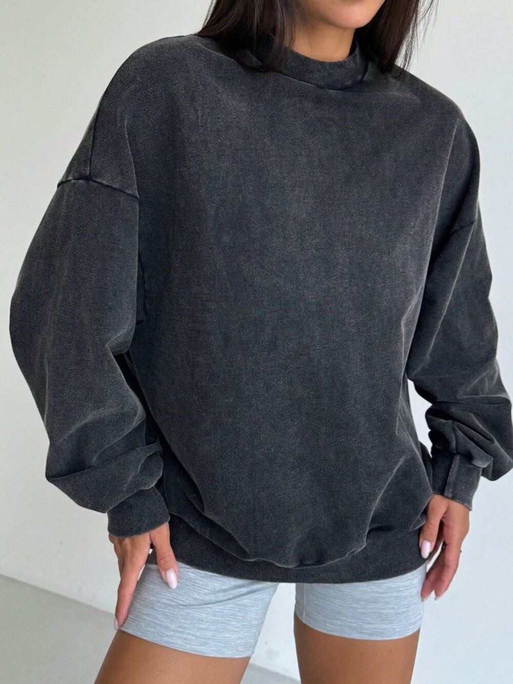 Grey Casual Women's Leopard Print Drop Shoulder Rib-Knit Pullovers